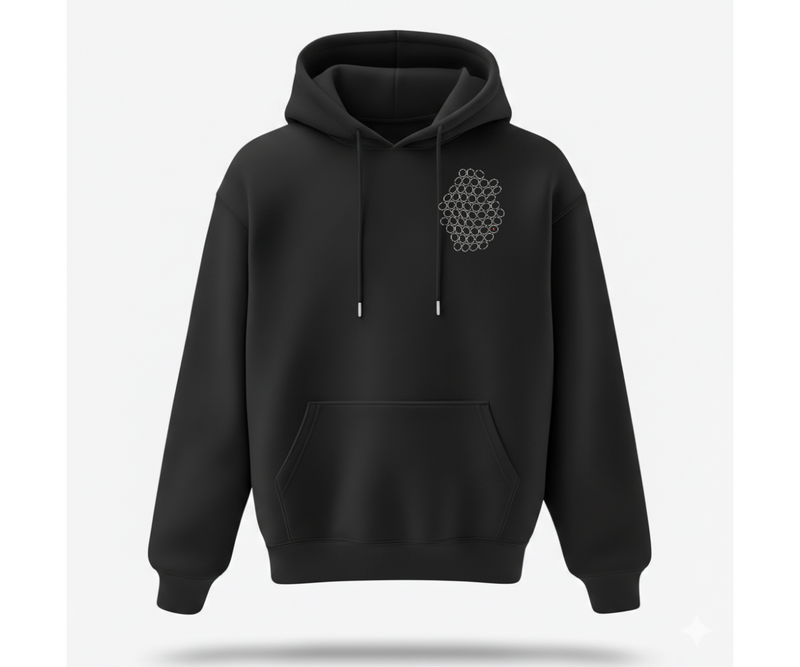 Gözenek Premium Siyah Hoodie tasarım önizlemesi