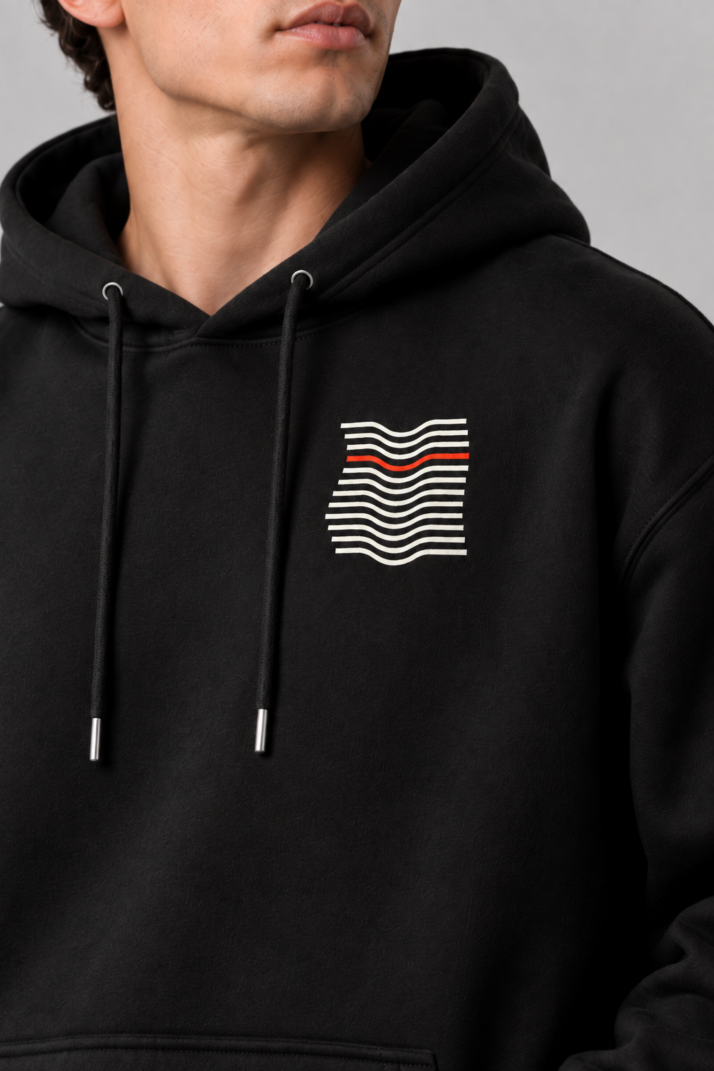 Kıvrım Premium Siyah Hoodie