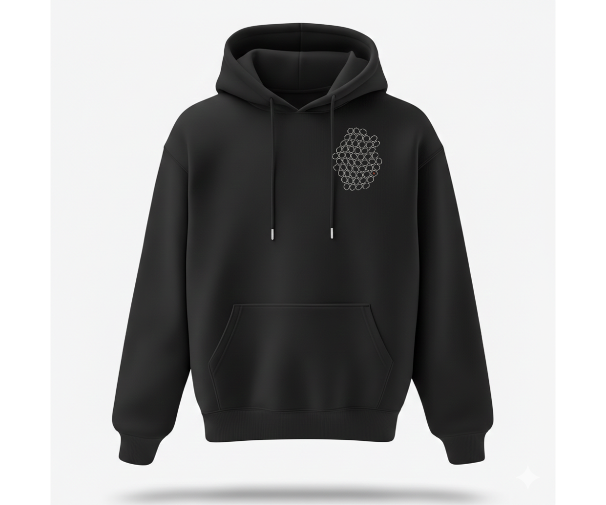 Gözenek Premium Siyah Hoodie tasarım önizlemesi
